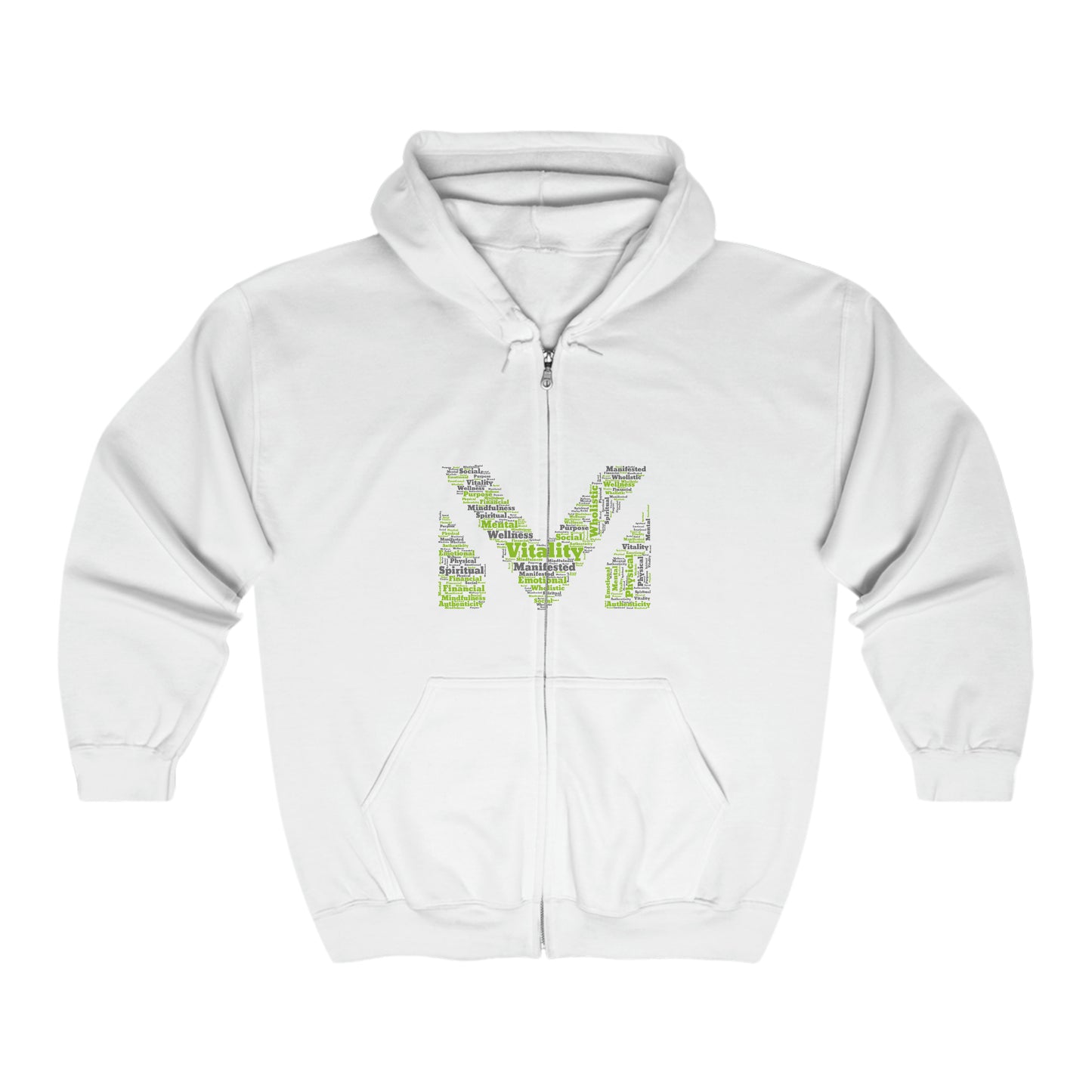 VM Full Zip Hoodie (White w/Green & Grey)