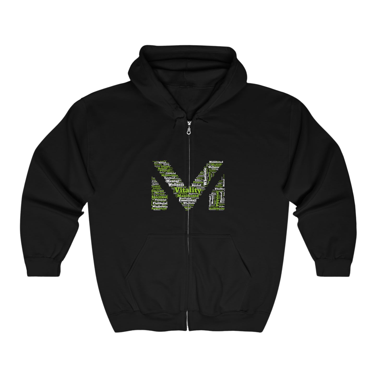 VM Full Zip Hoodie (Black w/Green & White)