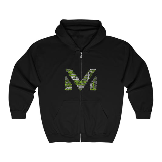 VM Full Zip Hoodie (Black w/Green & White)