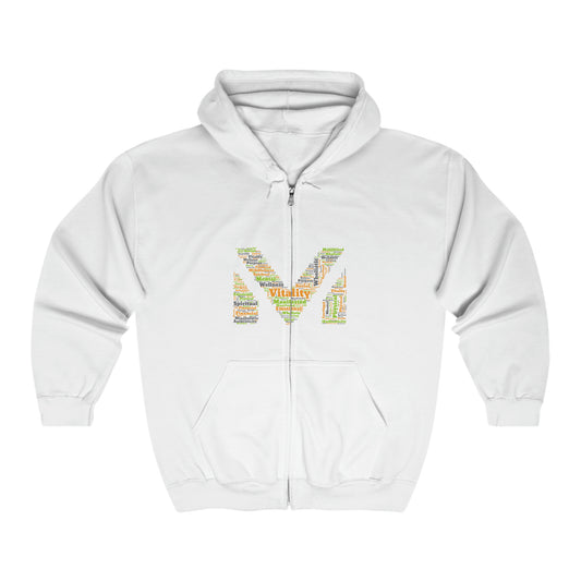 VM Full Zip Hoodie (White w/All)